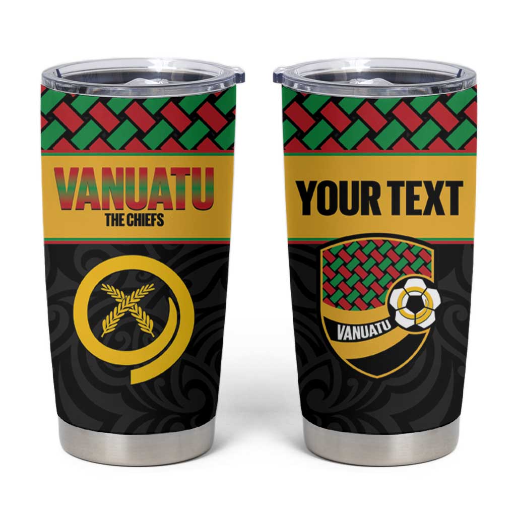 Vanuatu Football Custom Tumbler Cup Go Chiefs Basket-weave Pattern LT14 Black - Polynesian Pride