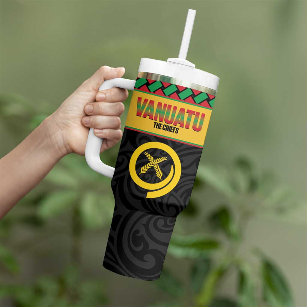 Vanuatu Football Custom Tumbler With Handle Go Chiefs Basket-weave Pattern LT14 - Polynesian Pride