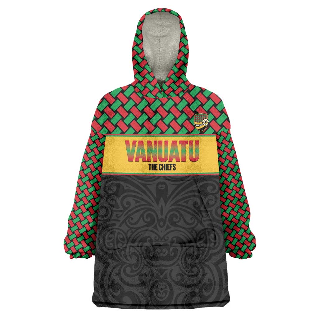 Vanuatu Football Custom Wearable Blanket Hoodie Go Chiefs Basket-weave Pattern LT14 One Size Black - Polynesian Pride