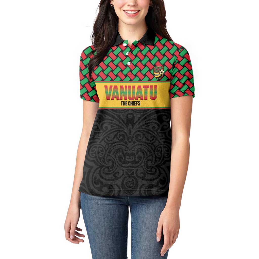 Vanuatu Football Custom Women Polo Shirt Go Chiefs Basket-weave Pattern LT14 - Polynesian Pride