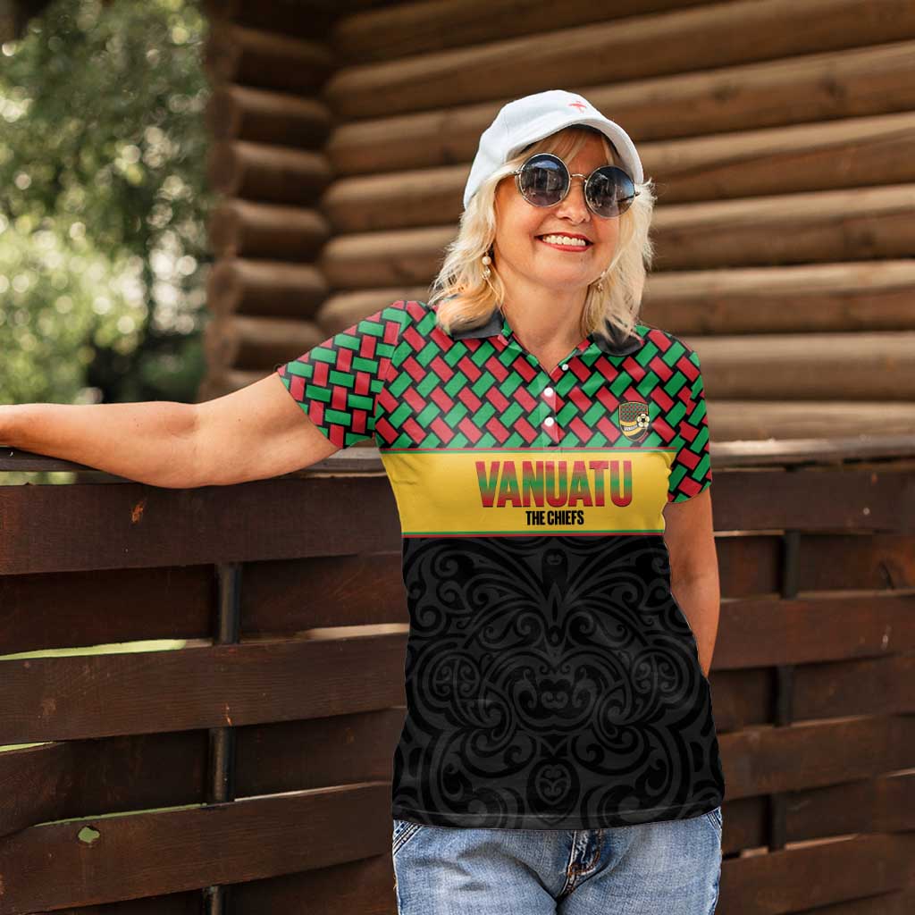 Vanuatu Football Custom Women Polo Shirt Go Chiefs Basket-weave Pattern LT14 - Polynesian Pride
