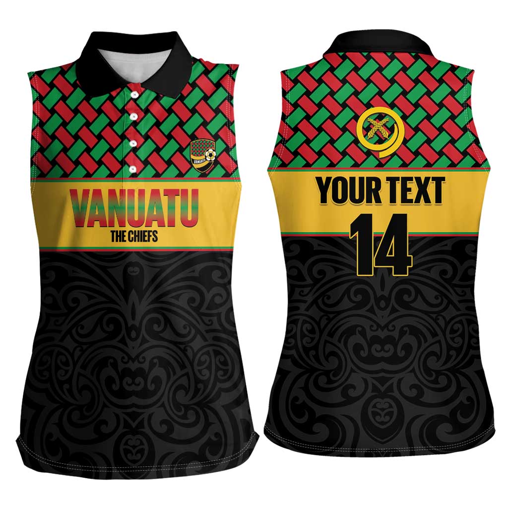 Vanuatu Football Custom Women Sleeveless Polo Shirt Go Chiefs Basket-weave Pattern LT14 - Polynesian Pride