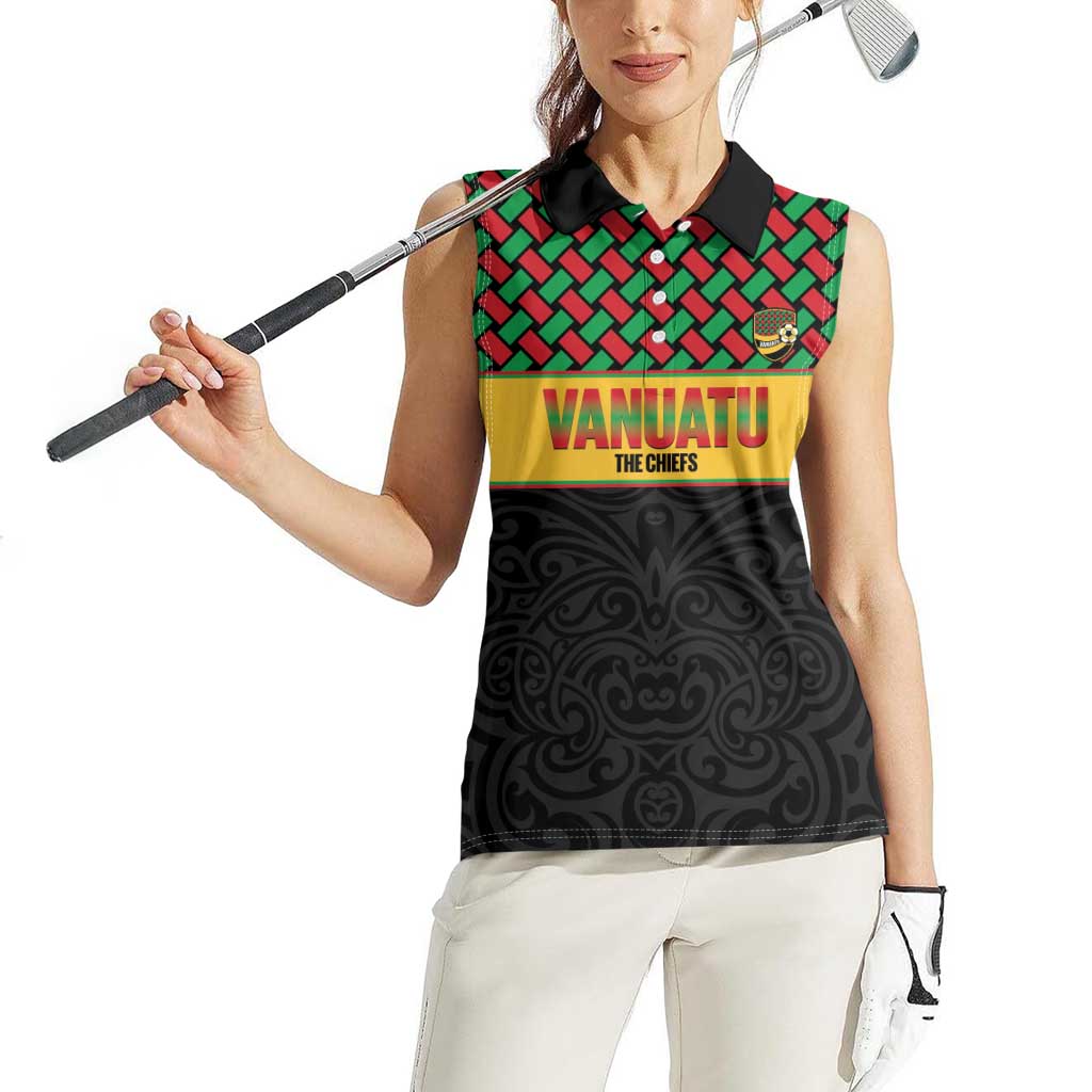 Vanuatu Football Custom Women Sleeveless Polo Shirt Go Chiefs Basket-weave Pattern LT14 - Polynesian Pride