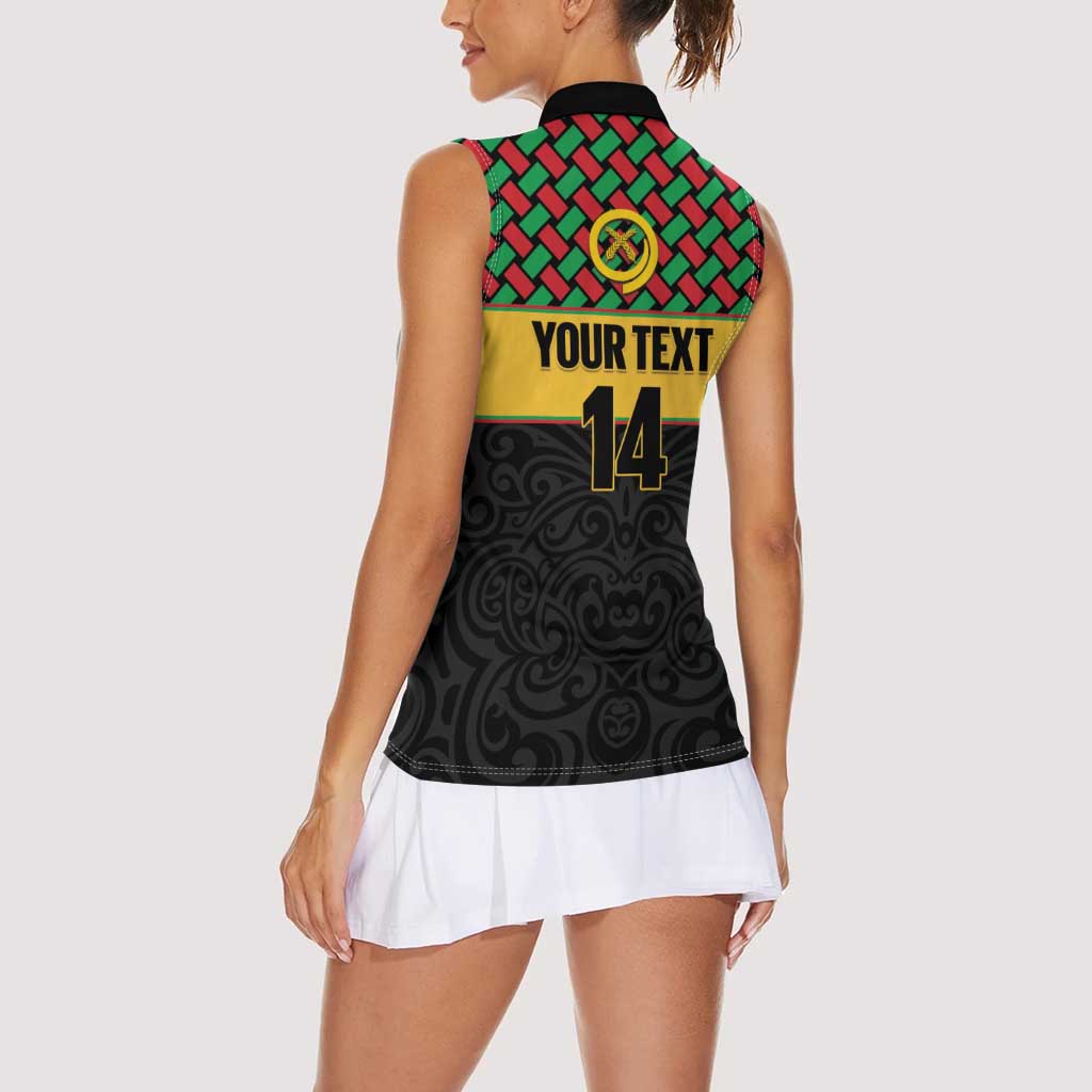 Vanuatu Football Custom Women Sleeveless Polo Shirt Go Chiefs Basket-weave Pattern LT14 - Polynesian Pride