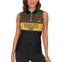 Vanuatu Football Custom Women Sleeveless Polo Shirt Go Chiefs Basket-weave Pattern LT14 - Polynesian Pride