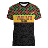 Vanuatu Football Custom Women V-Neck T-Shirt Go Chiefs Basket-weave Pattern