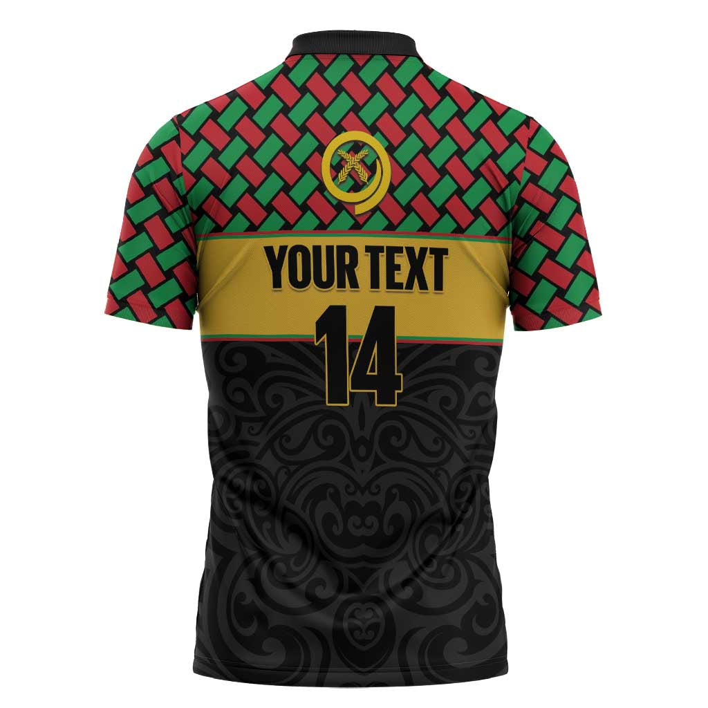 Vanuatu Football Custom Zipper Polo Shirt Go Chiefs Basket-weave Pattern LT14 - Polynesian Pride