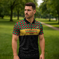 Vanuatu Football Custom Zipper Polo Shirt Go Chiefs Basket-weave Pattern LT14 - Polynesian Pride