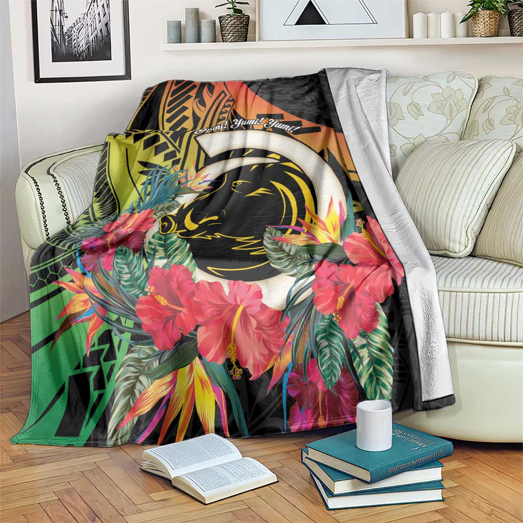 Vanuatu Boar Tusk Yumi Yumi Yumi Blanket Independens Dei Long God Yumi Stanap LT14 Black - Polynesian Pride