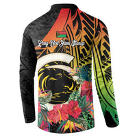 Vanuatu Boar Tusk Yumi Yumi Yumi Button Sweatshirt Independens Dei Long God Yumi Stanap LT14 - Polynesian Pride
