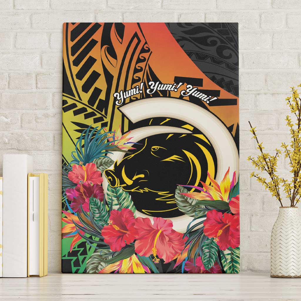 Vanuatu Boar Tusk Yumi Yumi Yumi Canvas Wall Art Independens Dei Long God Yumi Stanap LT14 Without Frame Black - Polynesian Pride