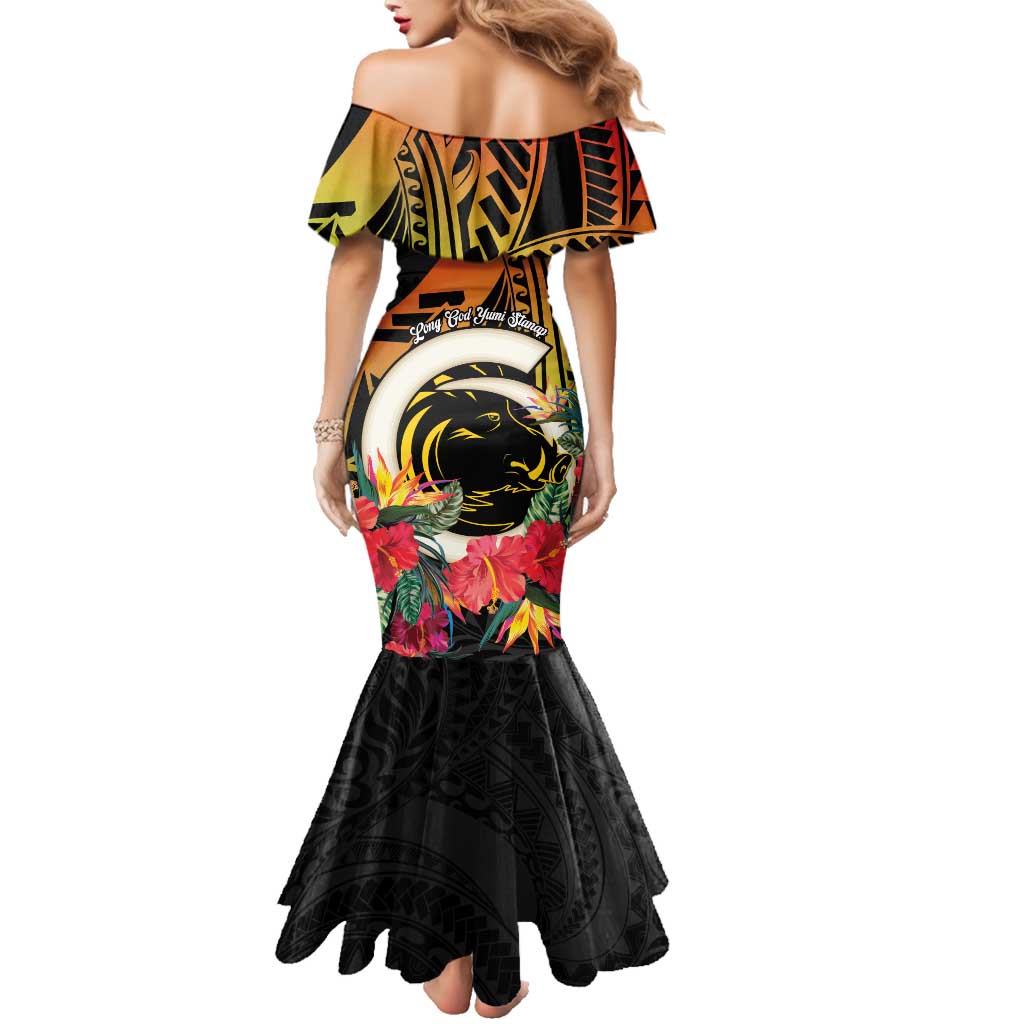 Vanuatu Boar Tusk Yumi Yumi Yumi Family Matching Mermaid Dress and Hawaiian Shirt Independens Dei Long God Yumi Stanap