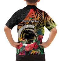 Vanuatu Boar Tusk Yumi Yumi Yumi Family Matching Off Shoulder Short Dress and Hawaiian Shirt Independens Dei Long God Yumi Stanap