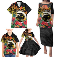 Vanuatu Boar Tusk Yumi Yumi Yumi Family Matching Puletasi and Hawaiian Shirt Independens Dei Long God Yumi Stanap