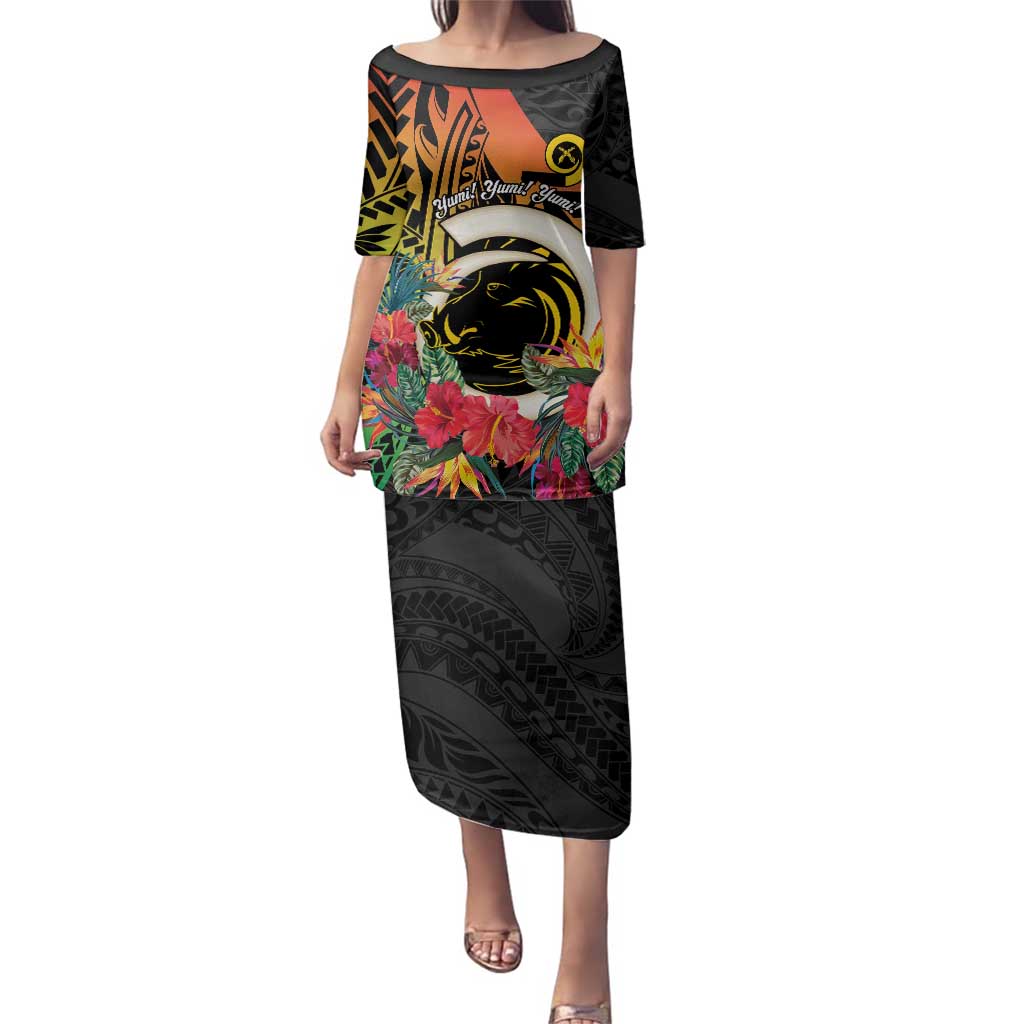 Vanuatu Boar Tusk Yumi Yumi Yumi Family Matching Puletasi and Hawaiian Shirt Independens Dei Long God Yumi Stanap