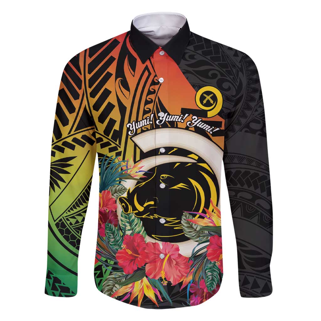 Vanuatu Boar Tusk Yumi Yumi Yumi Family Matching Short Sleeve Bodycon Dress and Hawaiian Shirt Independens Dei Long God Yumi Stanap