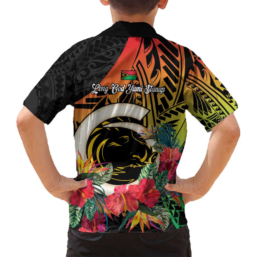 Vanuatu Boar Tusk Yumi Yumi Yumi Family Matching Tank Maxi Dress and Hawaiian Shirt Independens Dei Long God Yumi Stanap