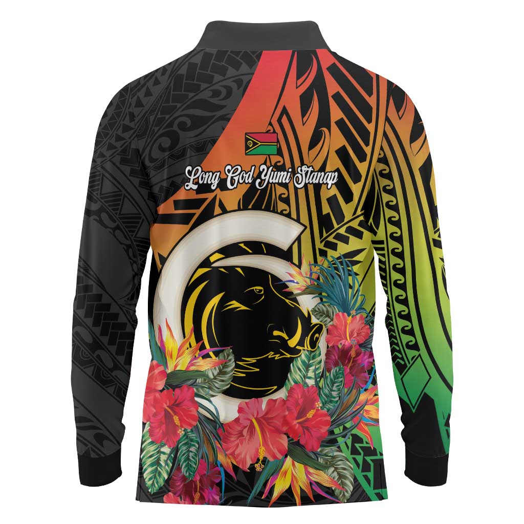 Vanuatu Boar Tusk Yumi Yumi Yumi Long Sleeve Polo Shirt Independens Dei Long God Yumi Stanap