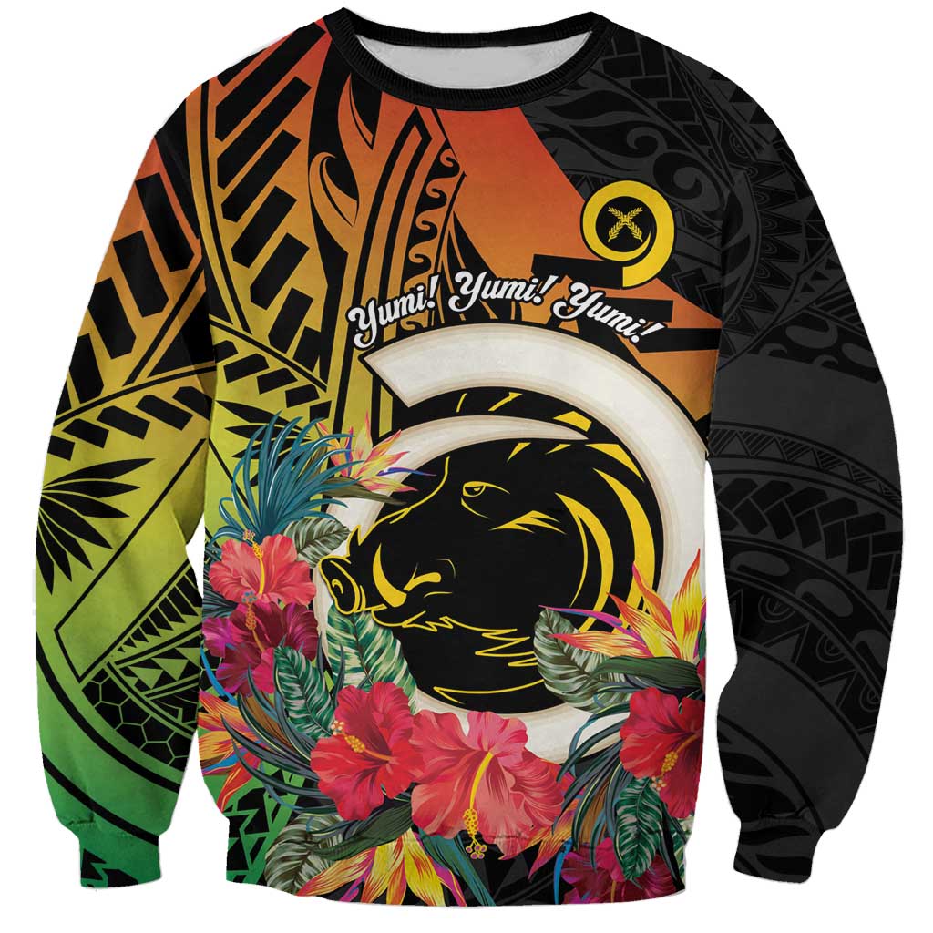 Vanuatu Boar Tusk Yumi Yumi Yumi Sweatshirt Independens Dei Long God Yumi Stanap LT14 Unisex Black - Polynesian Pride