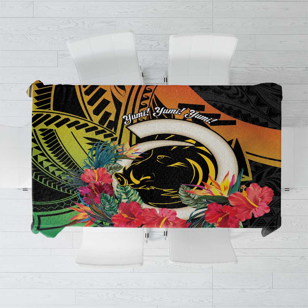 Vanuatu Boar Tusk Yumi Yumi Yumi Tablecloth Independens Dei Long God Yumi Stanap LT14 Black - Polynesian Pride