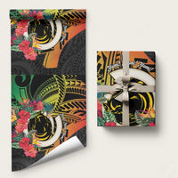 Vanuatu Boar Tusk Yumi Yumi Yumi Wrapping Paper Independens Dei Long God Yumi Stanap LT14 58" × 23" Black - Polynesian Pride