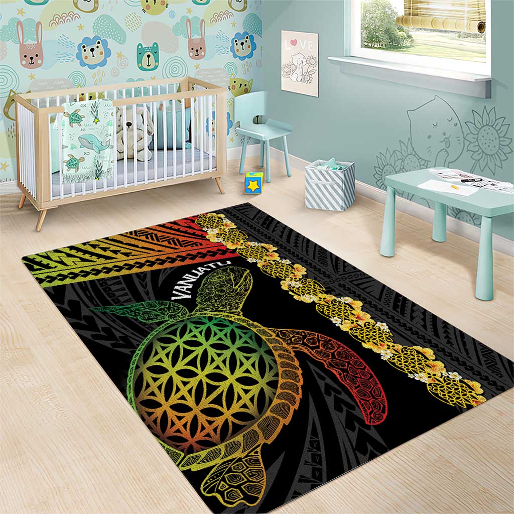 Vanuatu Sand Drawing Turtle Area Rug Happy Independence Day