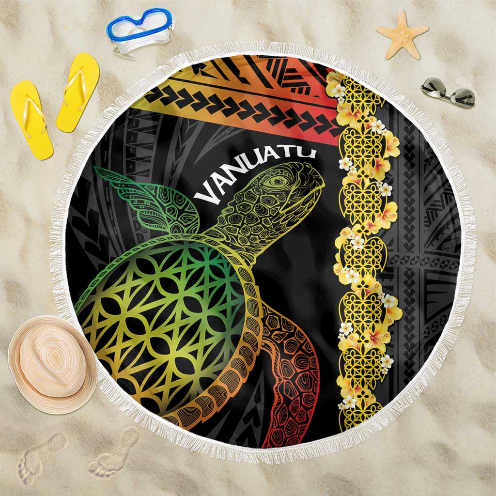 Vanuatu Sand Drawing Turtle Beach Blanket Happy Independence Day LT14 One Size 150cm Black - Polynesian Pride