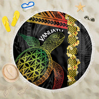 Vanuatu Sand Drawing Turtle Beach Blanket Happy Independence Day LT14 One Size 150cm Black - Polynesian Pride