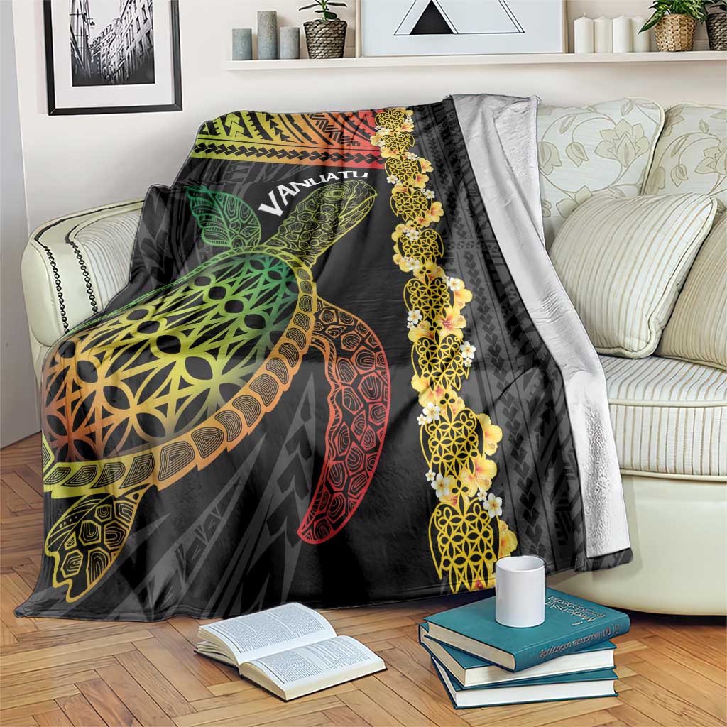 Vanuatu Sand Drawing Turtle Blanket Happy Independence Day LT14 Black - Polynesian Pride
