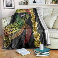 Vanuatu Sand Drawing Turtle Blanket Happy Independence Day LT14 Black - Polynesian Pride