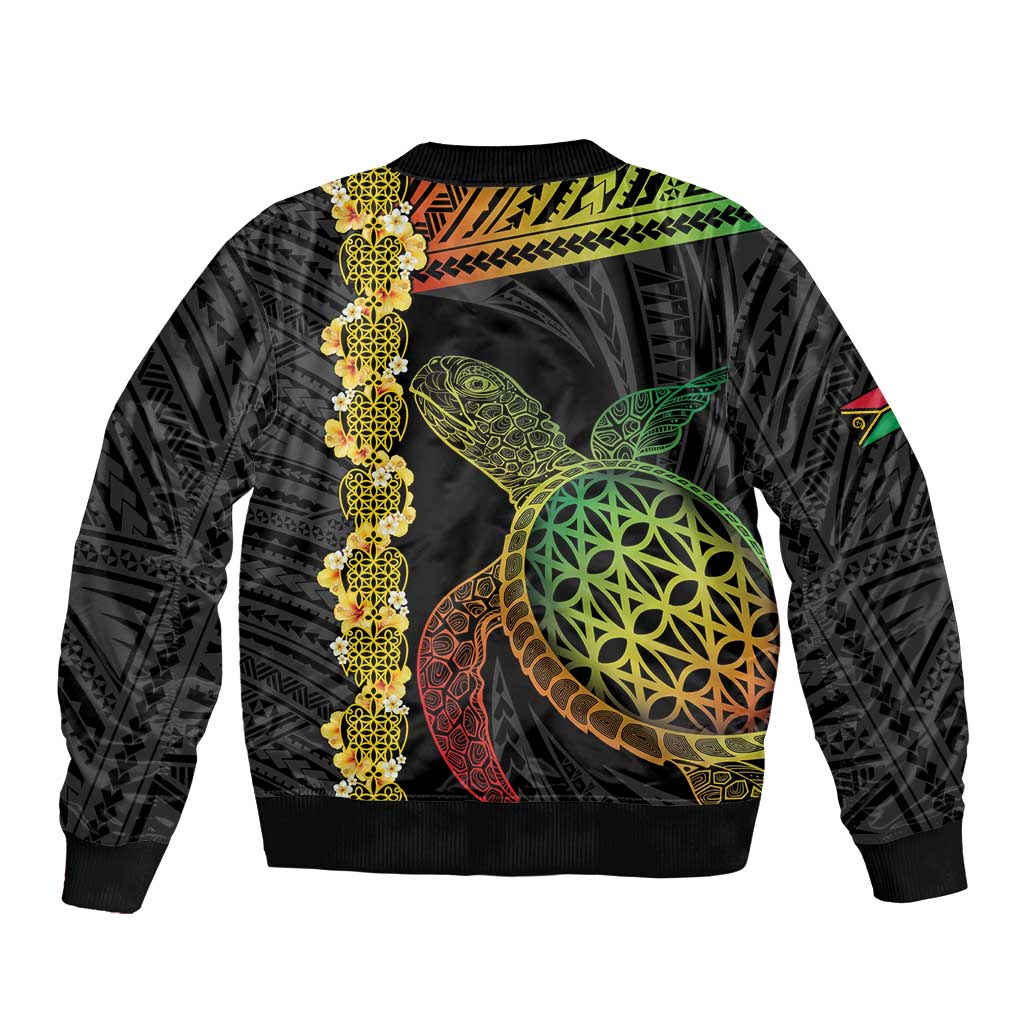 Vanuatu Sand Drawing Turtle Bomber Jacket Happy Independence Day LT14 - Polynesian Pride