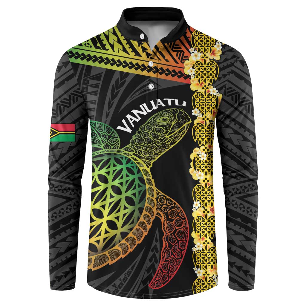 Vanuatu Sand Drawing Turtle Button Sweatshirt Happy Independence Day LT14 Black - Polynesian Pride