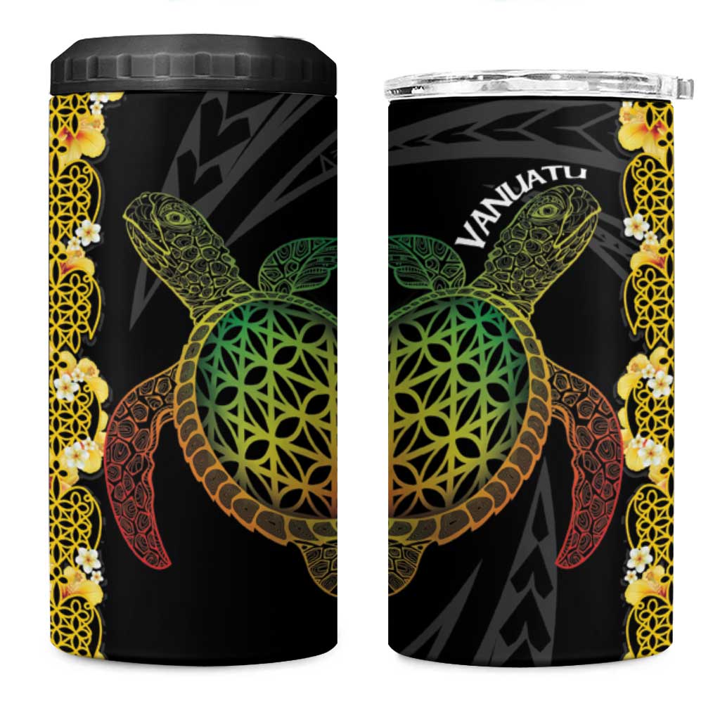 Vanuatu Sand Drawing Turtle 4 in 1 Can Cooler Tumbler Happy Independence Day LT14 One Size: 16 oz Black - Polynesian Pride