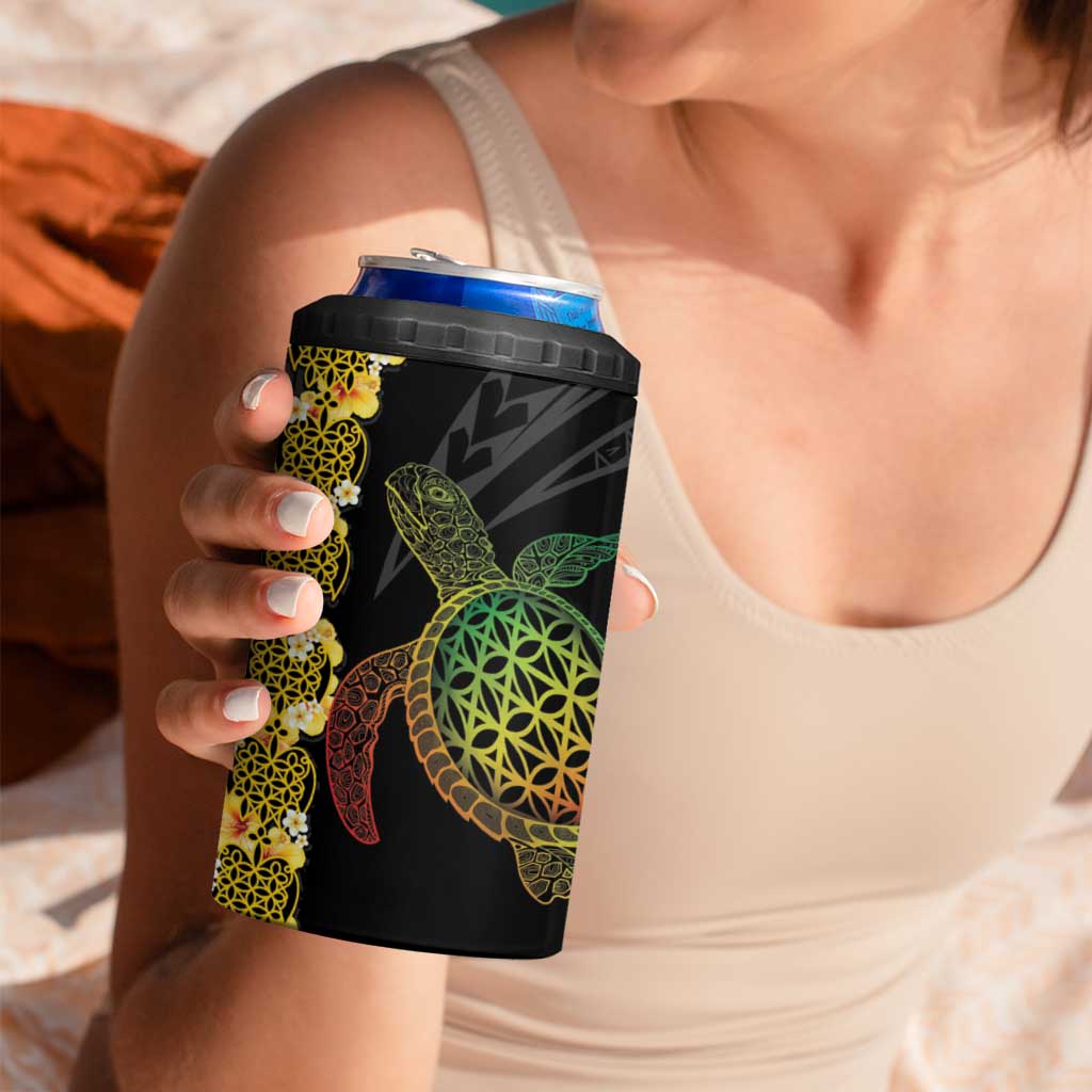 Vanuatu Sand Drawing Turtle 4 in 1 Can Cooler Tumbler Happy Independence Day LT14 - Polynesian Pride