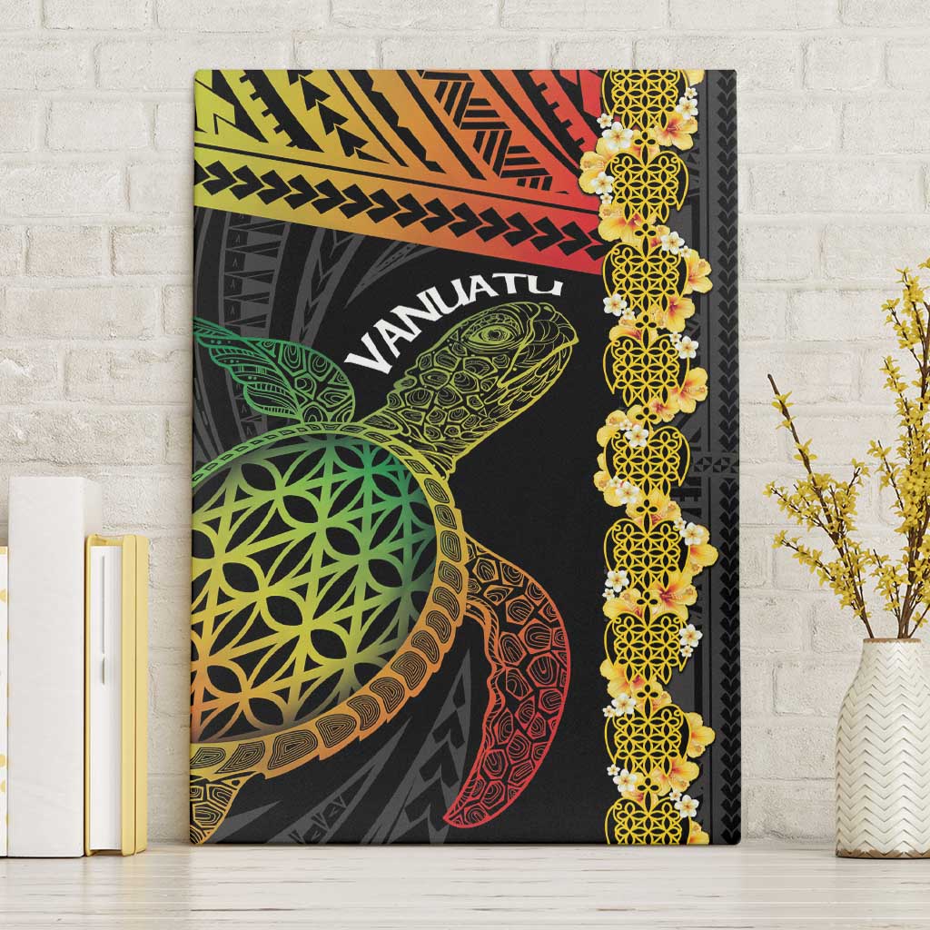 Vanuatu Sand Drawing Turtle Canvas Wall Art Happy Independence Day LT14 Without Frame Black - Polynesian Pride
