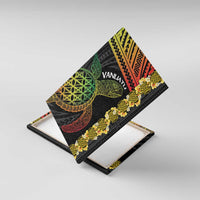 Vanuatu Sand Drawing Turtle Canvas Wall Art Happy Independence Day LT14 With Frame Black - Polynesian Pride