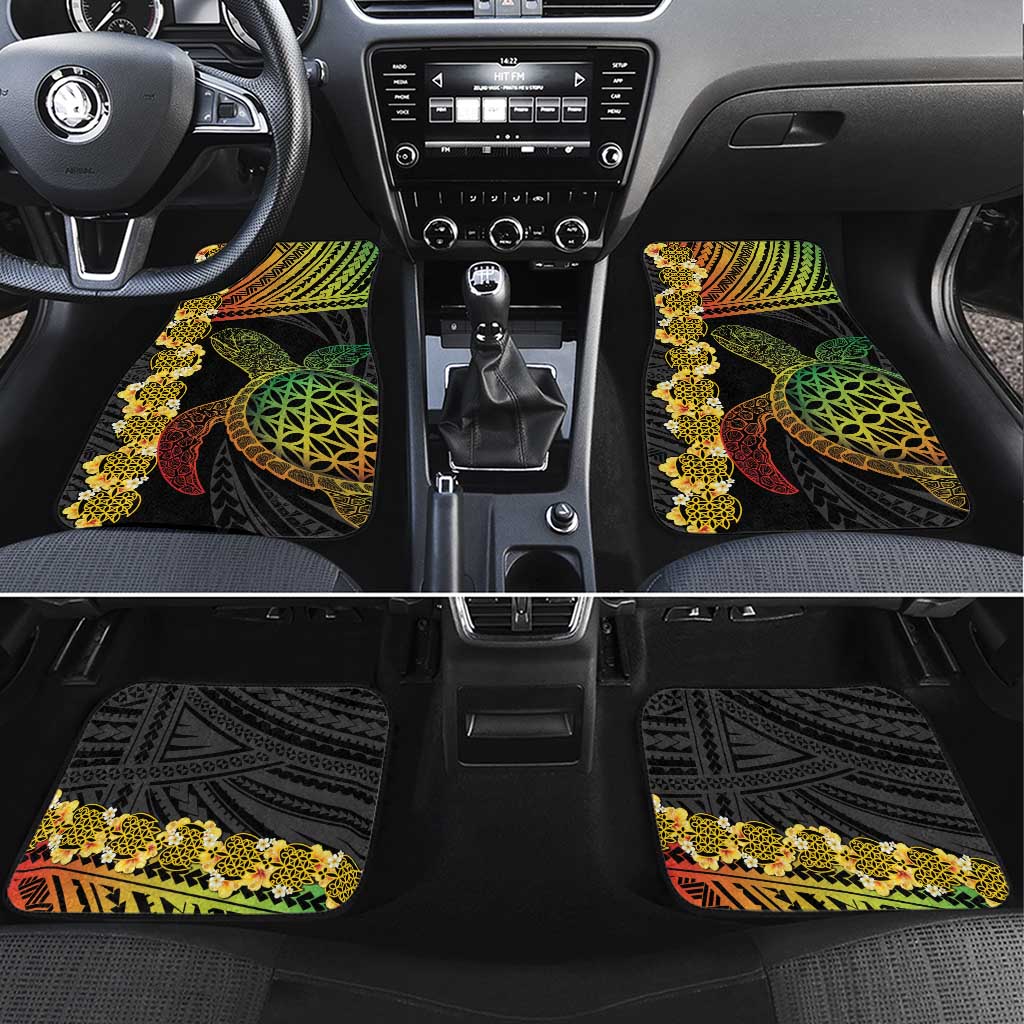 Vanuatu Sand Drawing Turtle Car Mats Happy Independence Day LT14 Set 4pcs Black - Polynesian Pride