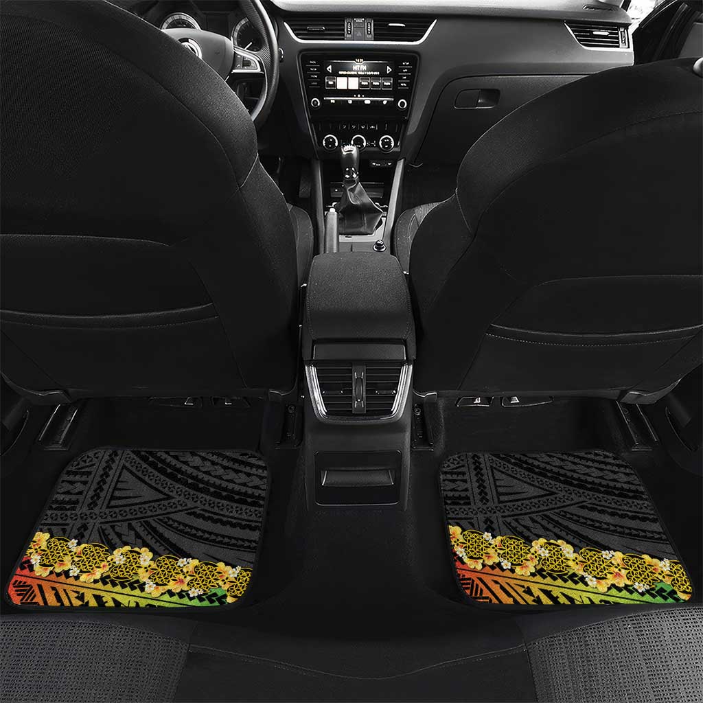 Vanuatu Sand Drawing Turtle Car Mats Happy Independence Day LT14 Set 2pcs - Back Black - Polynesian Pride