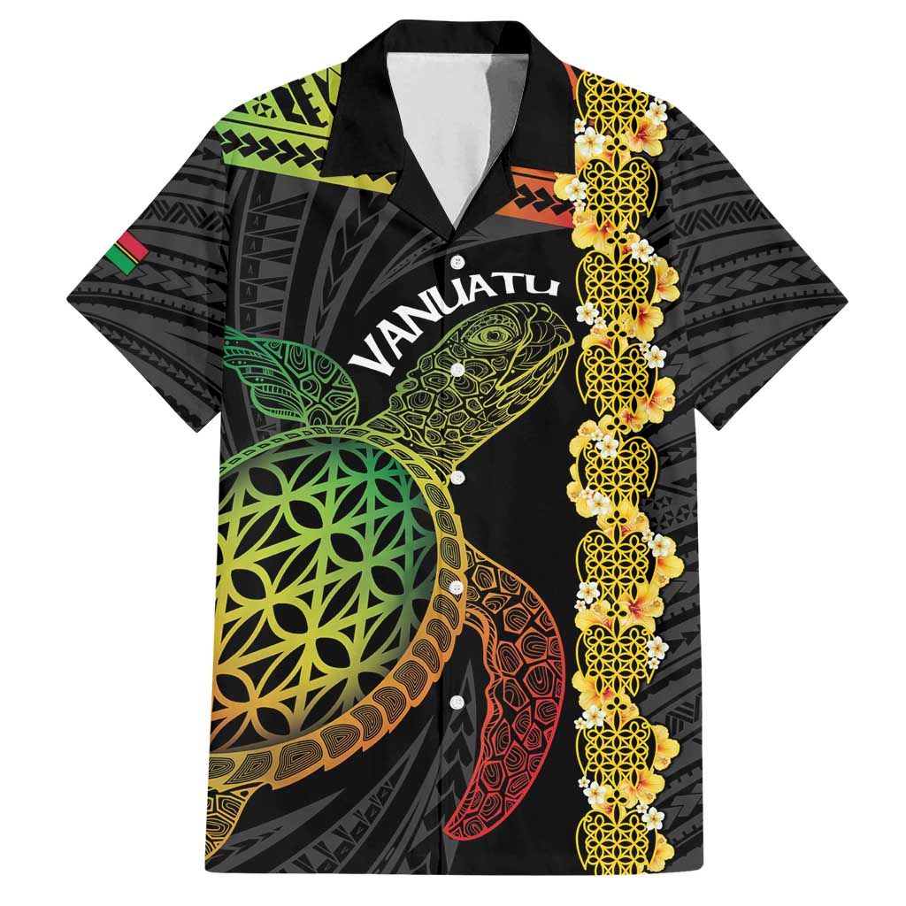 Vanuatu Sand Drawing Turtle Family Matching Summer Maxi Dress and Hawaiian Shirt Happy Independence Day