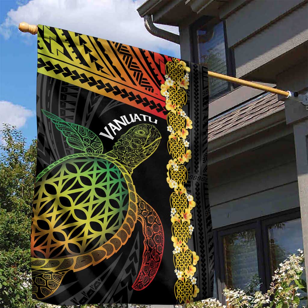 Vanuatu Sand Drawing Turtle Garden Flag Happy Independence Day