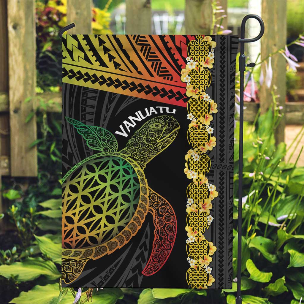 Vanuatu Sand Drawing Turtle Garden Flag Happy Independence Day