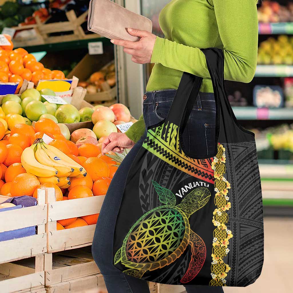 Vanuatu Sand Drawing Turtle Grocery Bag Happy Independence Day