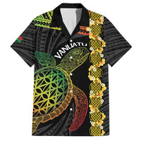 Vanuatu Sand Drawing Turtle Hawaiian Shirt Happy Independence Day LT14 Black - Polynesian Pride