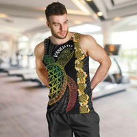 Vanuatu Sand Drawing Turtle Men Tank Top Happy Independence Day LT14 Black - Polynesian Pride