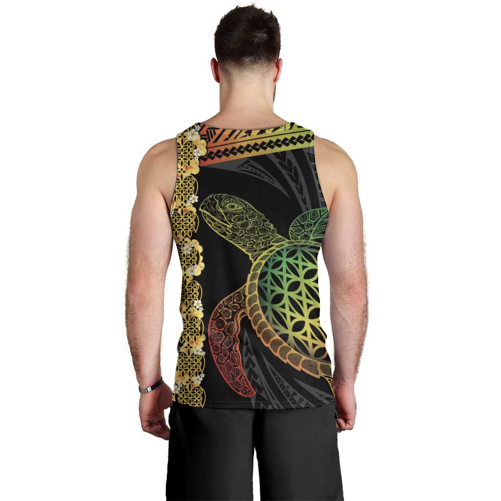 Vanuatu Sand Drawing Turtle Men Tank Top Happy Independence Day LT14 - Polynesian Pride