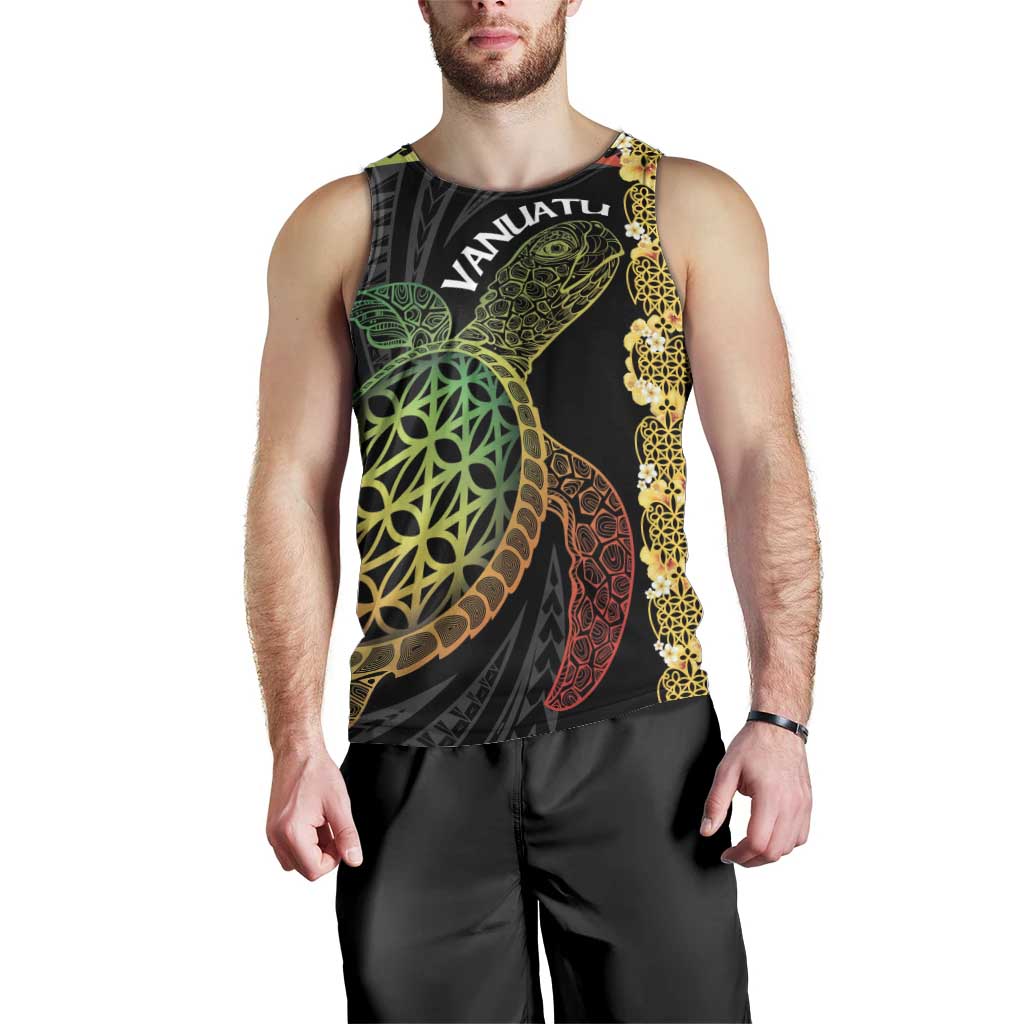 Vanuatu Sand Drawing Turtle Men Tank Top Happy Independence Day LT14 - Polynesian Pride