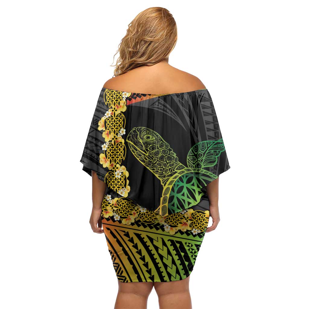 Vanuatu Sand Drawing Turtle Off Shoulder Short Dress Happy Independence Day