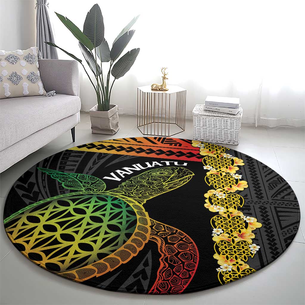 Vanuatu Sand Drawing Turtle Round Carpet Happy Independence Day