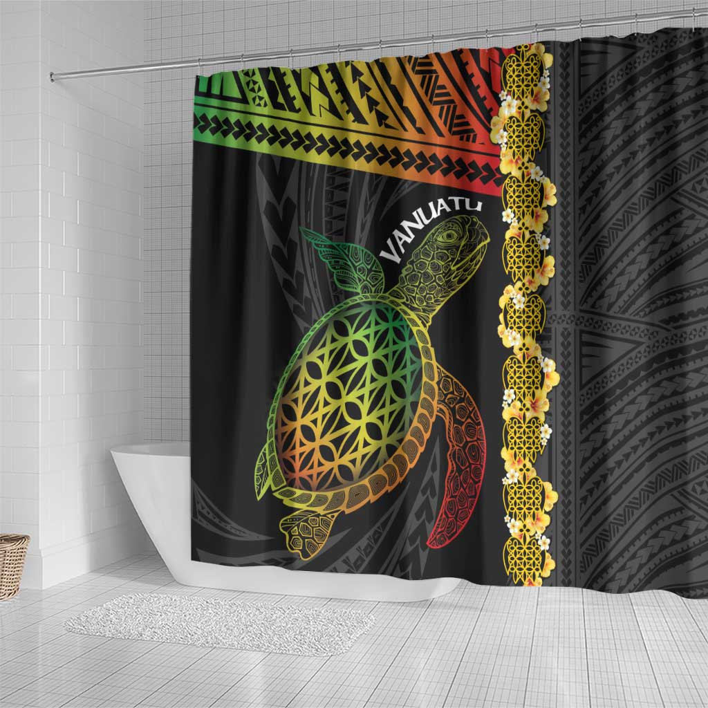 Vanuatu Sand Drawing Turtle Shower Curtain Happy Independence Day
