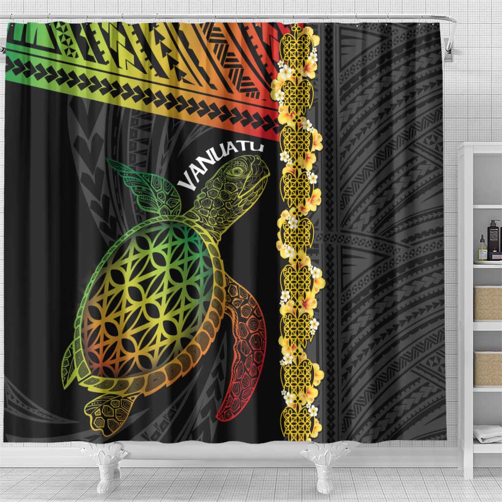 Vanuatu Sand Drawing Turtle Shower Curtain Happy Independence Day